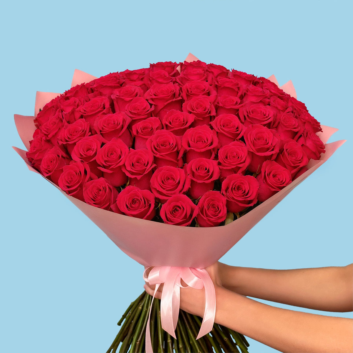 Bouquet of 100 Hot Pink roses #7