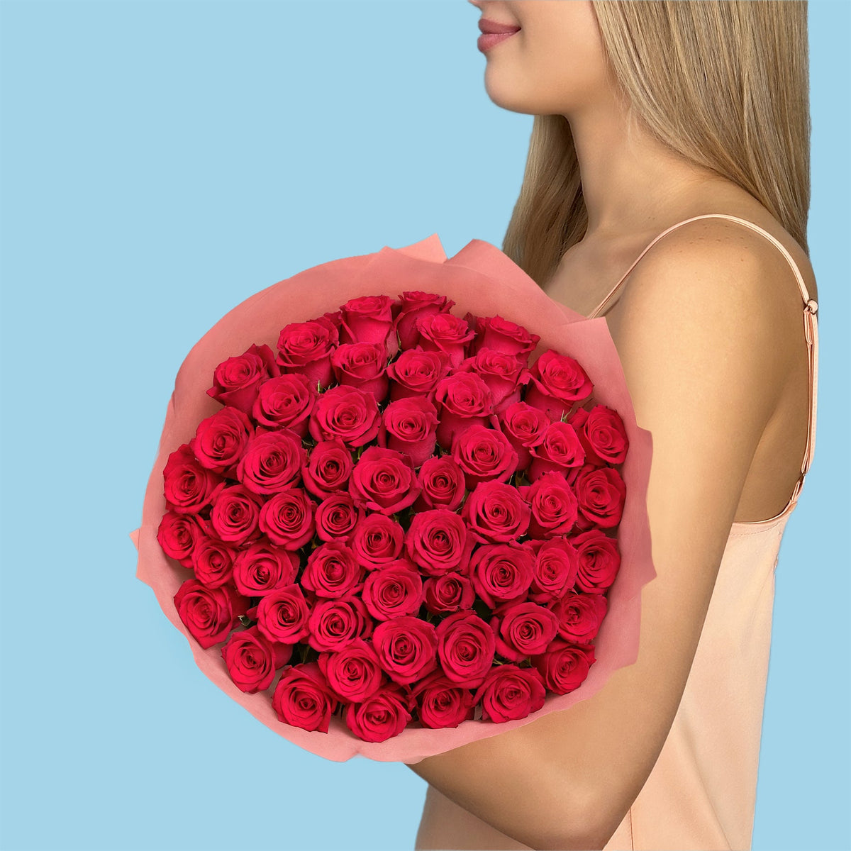 Bouquet of 50 Hot Pink roses #2
