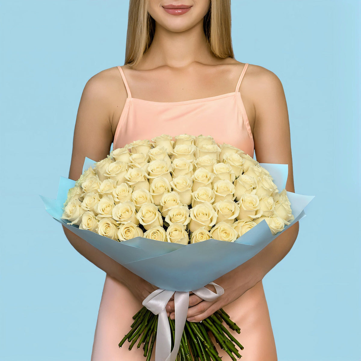 100 White Roses from Kenya #1
