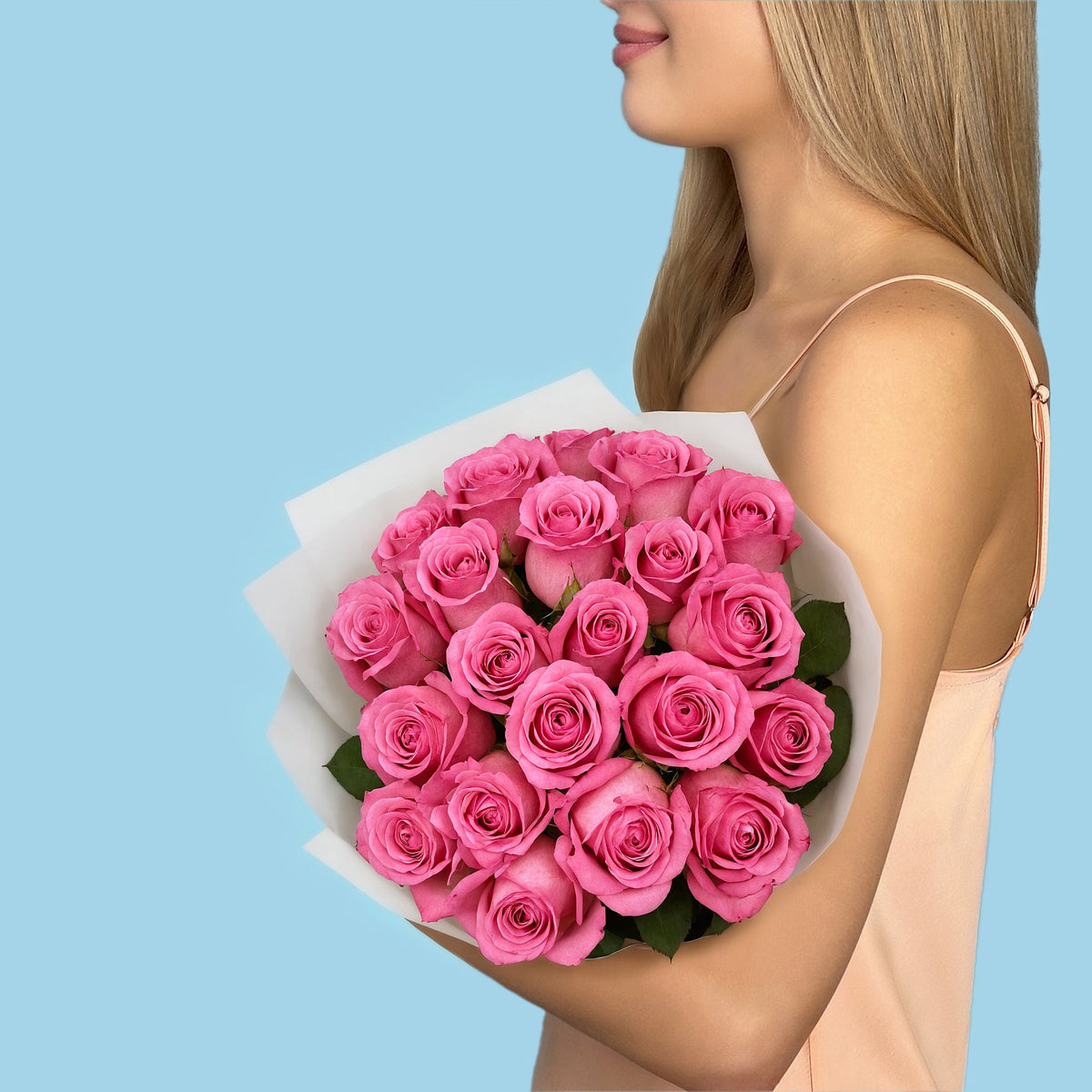 Bouquet of 20 Pink roses #2 group: short-kenya