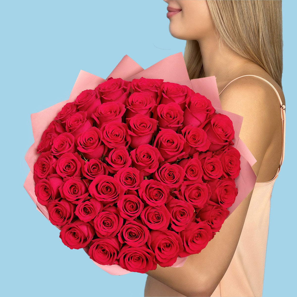 Bouquet of 50 Hot Pink roses #6