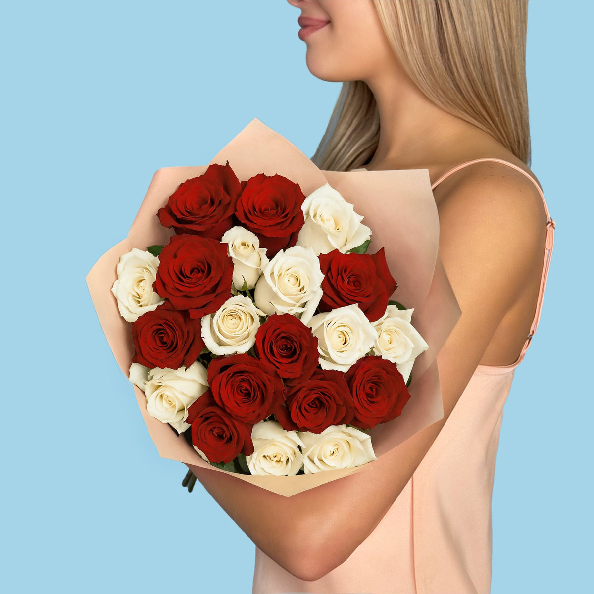 20 Premium White and Red Roses #2