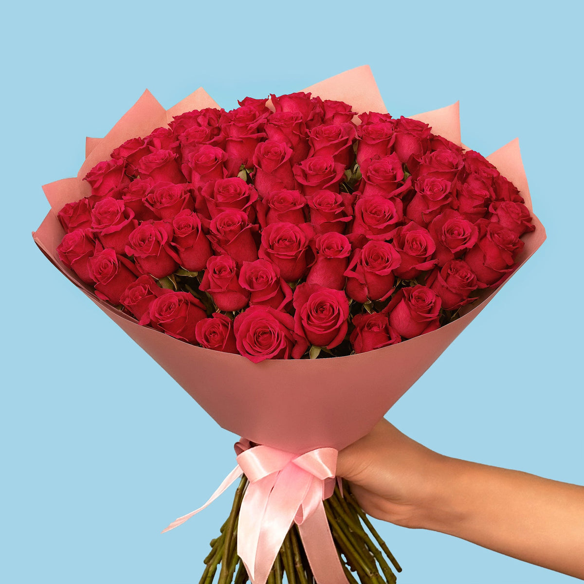 Bouquet of 100 Hot Pink roses #3