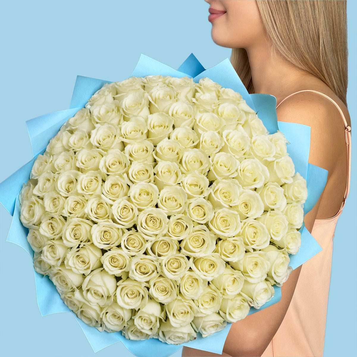 Bouquet of 100 White roses #6