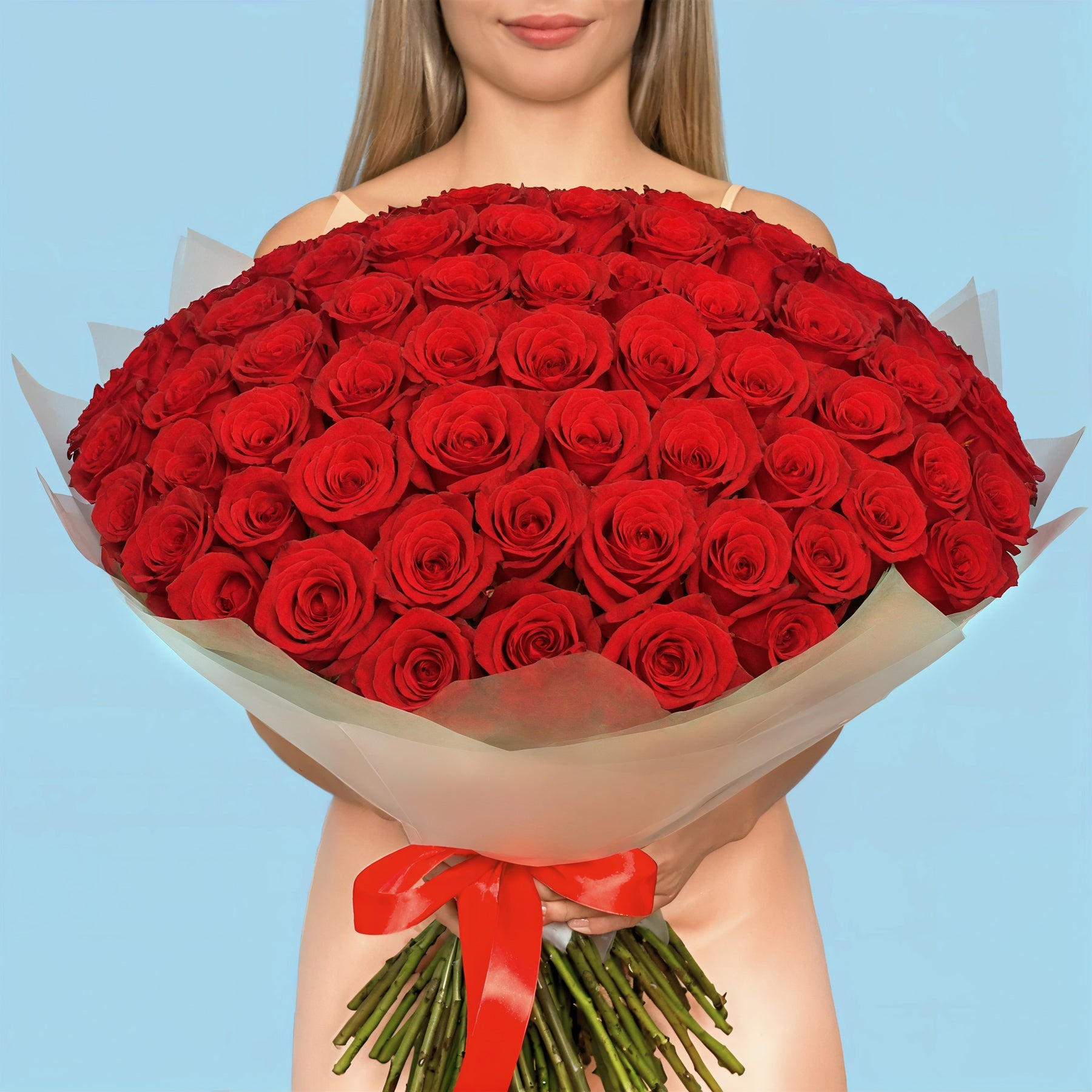 100 Premium Red Roses #1
