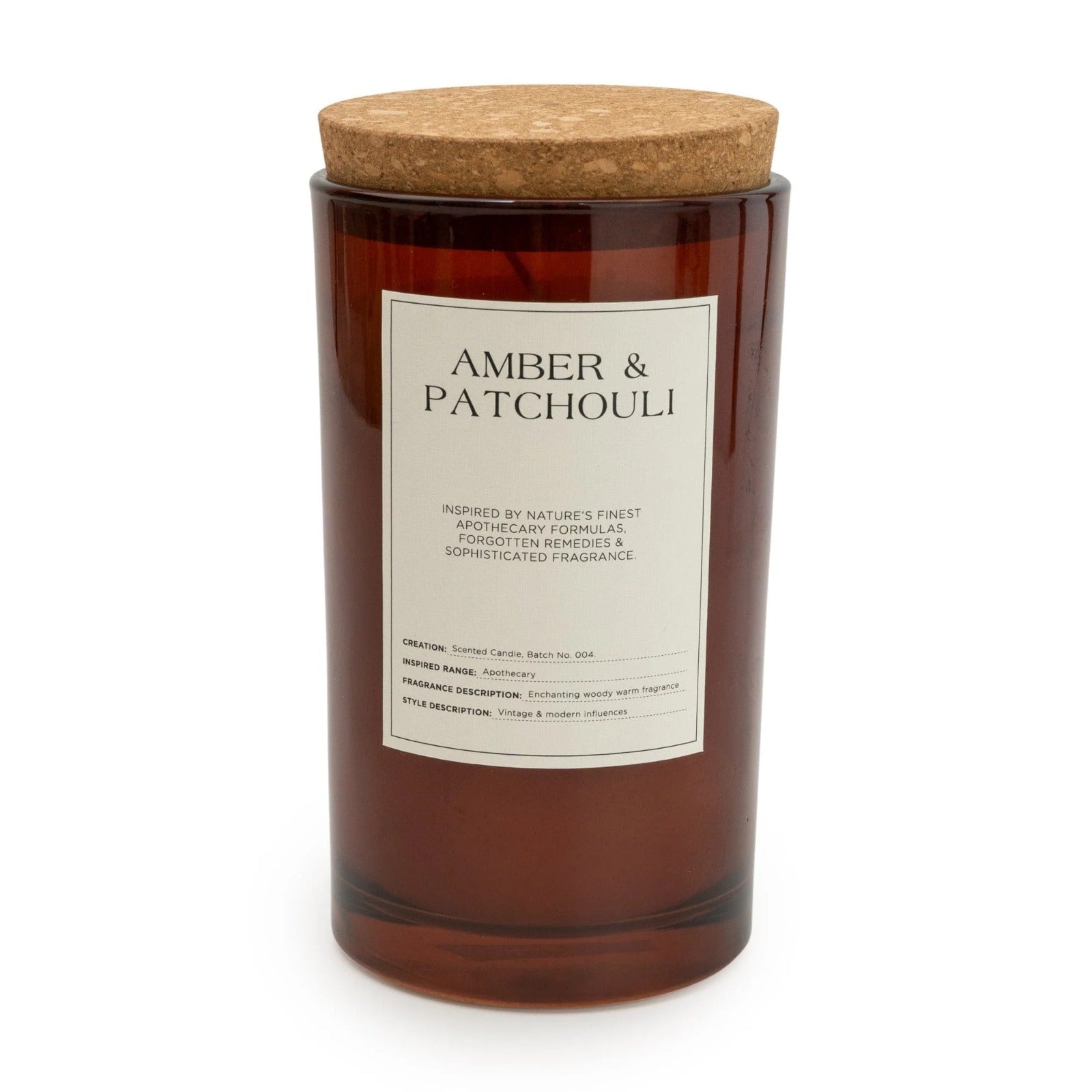 Large Glass Jar with Cork Lid Amber & Patchouli #1