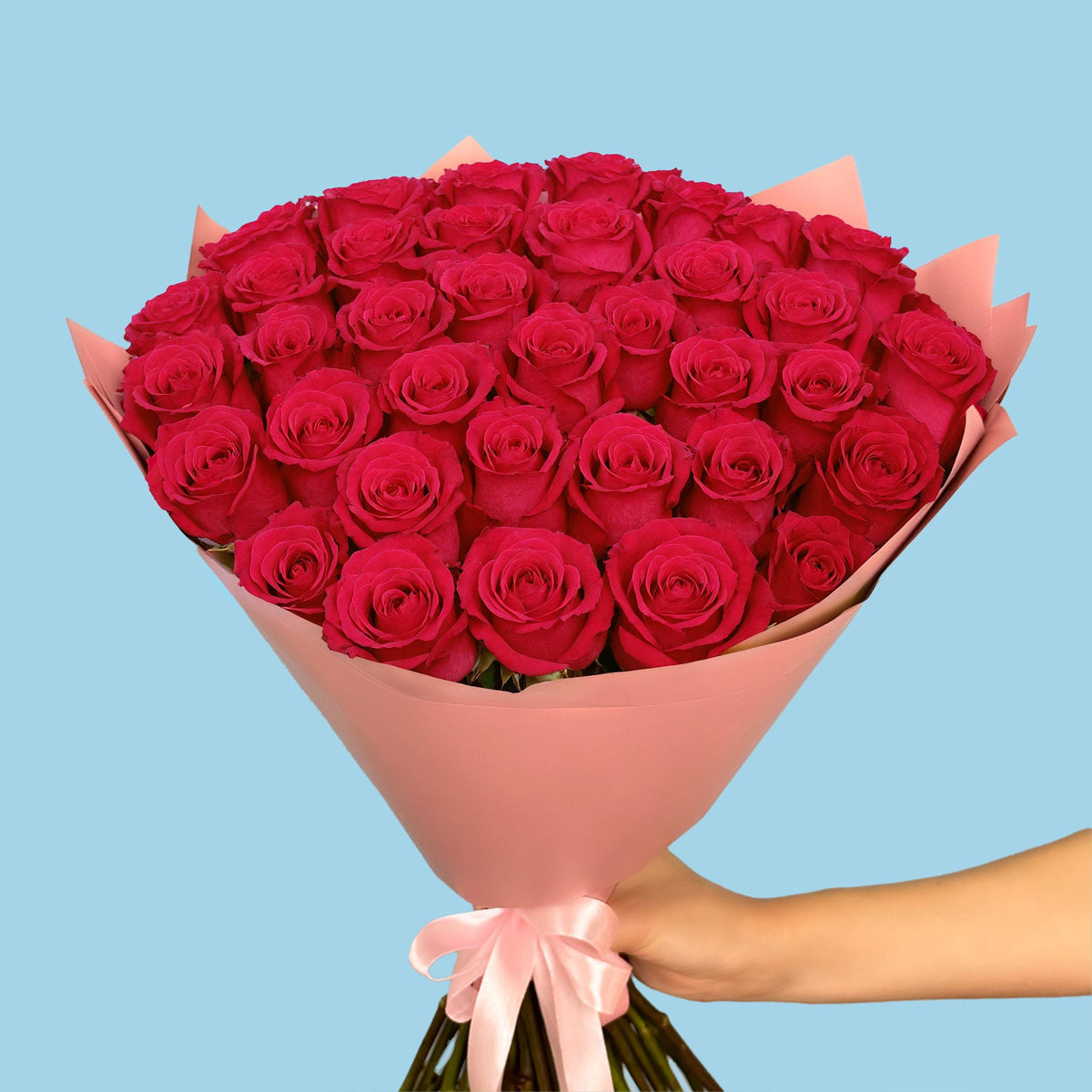 Bouquet of 50 Hot Pink roses #7