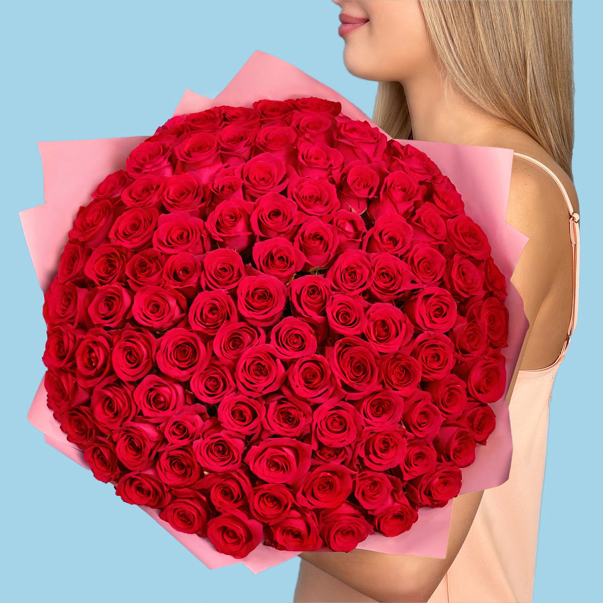 Bouquet of 100 Hot Pink roses #6