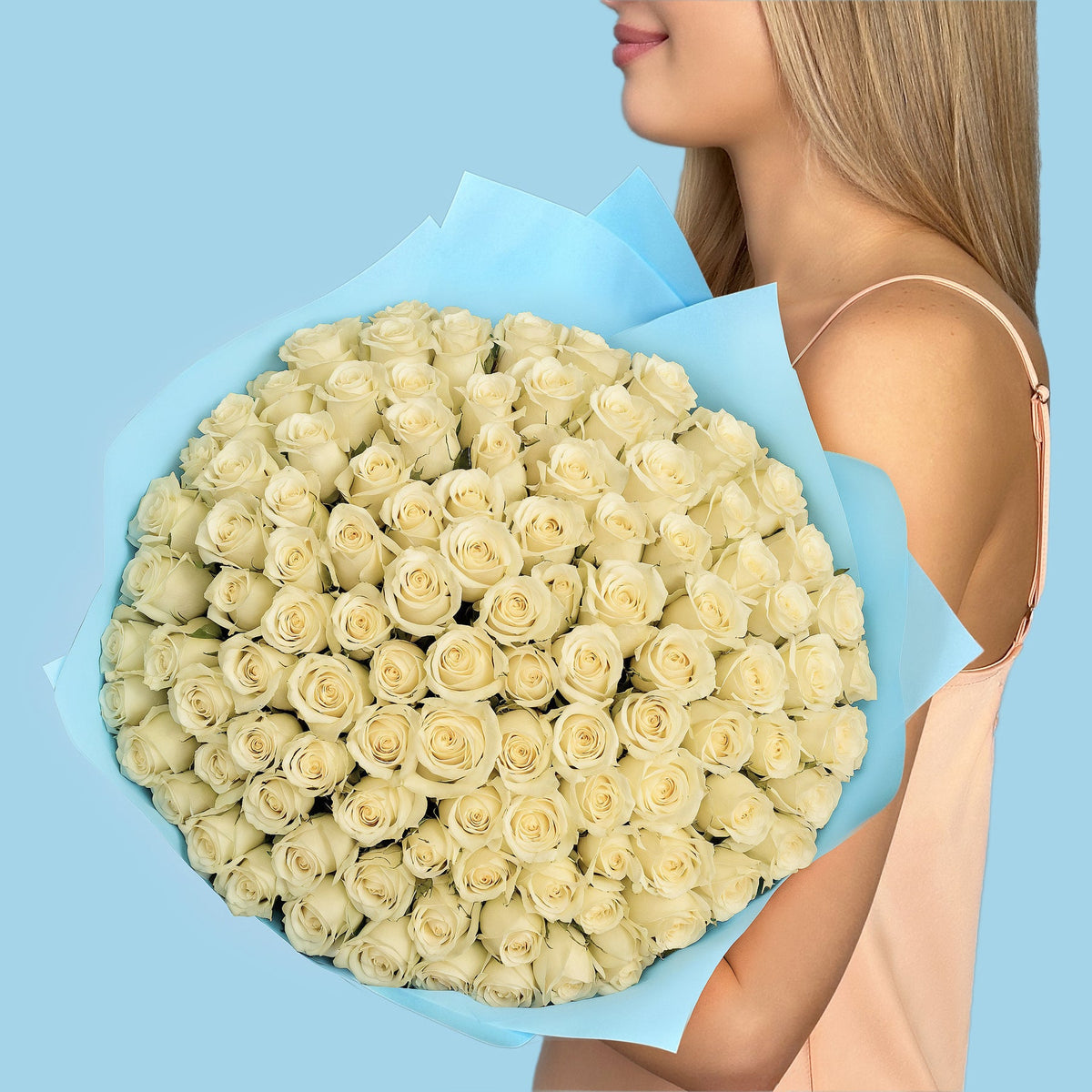 Bouquet of 100 White roses #2