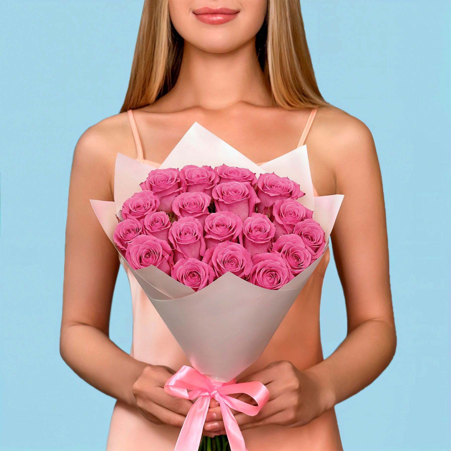 Bouquet of 20 Pink roses #2 group: short-kenya